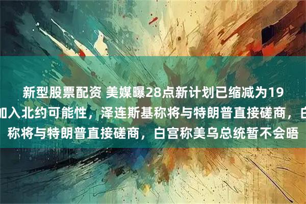 新型股票配资 美媒曝28点新计划已缩减为19点，美乌未排除乌克兰加入北约可能性，泽连斯基称将与特朗普直接磋商，白宫称美乌总统暂不会晤